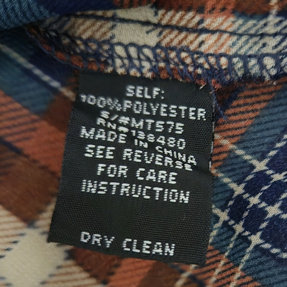 Maeve Sheer Plaid Long Sleeve Button Up Blouse Blue Orange Cream Red Size XS - Picture 9 of 12